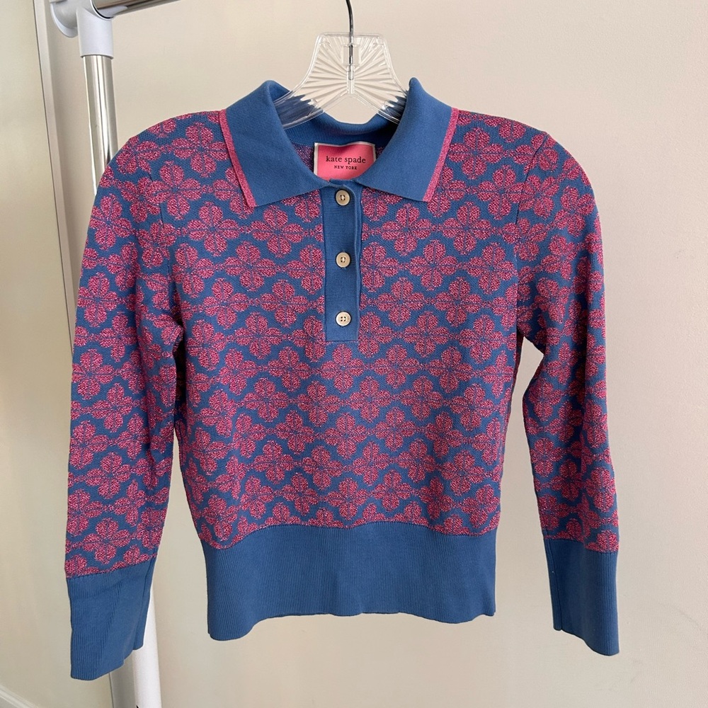 Kate Spade Blue and Pink Knit Top